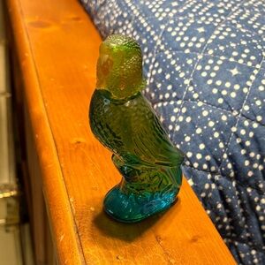 Green and Blue Glass Parrot Avon perfume bottle  Figurine